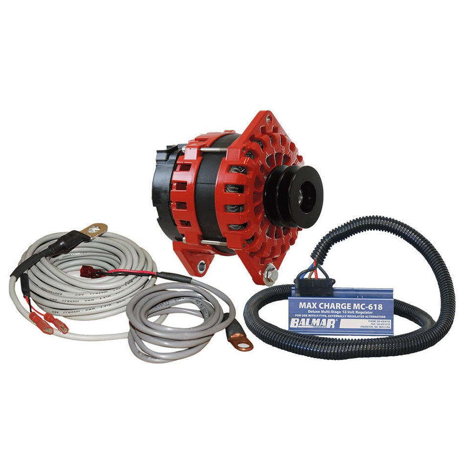 Balmar Alternator 250 AMP Kit 12V 3.15" Dual Foot Saddle Dual Vee Pulley Regulator &amp; Temp Sensor