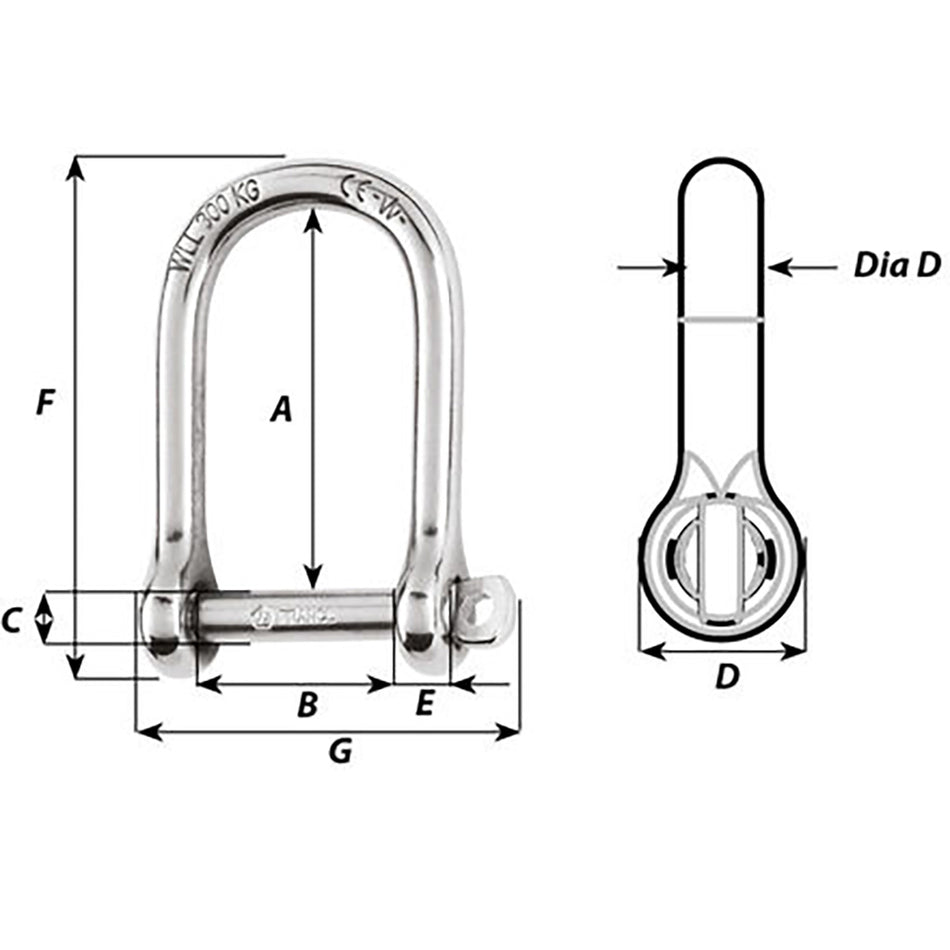 Wichard Marine 1264 Self-Locking Large Opening Shackle - 8mm Diameter - 5/16"