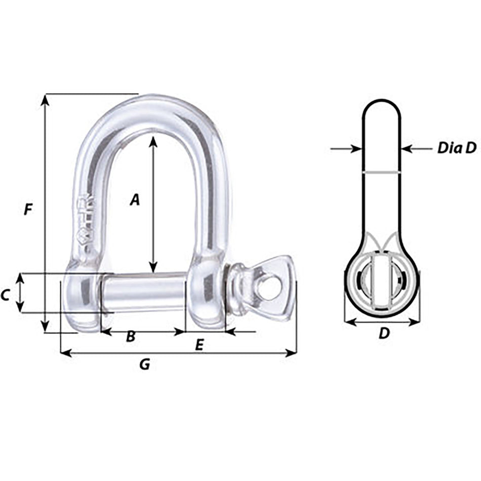 Wichard Marine HR D Shackle - 14mm Diameter - Part Number 11207