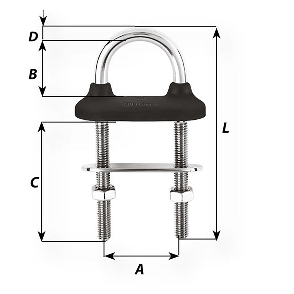 Wichard Marine 65321 Black Watertight U-bolt - 5mm Diameter - 2-23/64" Length