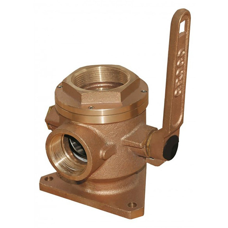 GROCO 4" Bronze Flanged Seacock &amp; Adaptor w/3" NPT Side Port