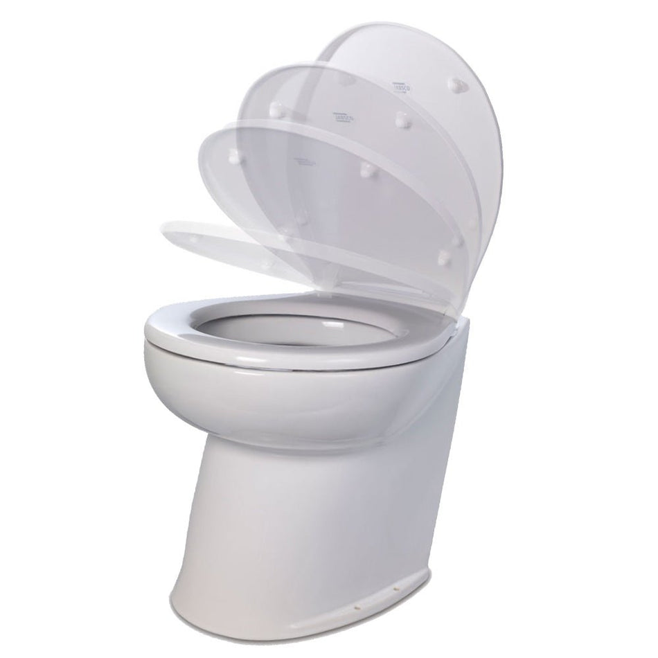 Jabsco Deluxe Flush 14" Angled Back 12V Freshwater Electric Marine Toilet w/Solenoid Valve &amp; Soft Close Lid