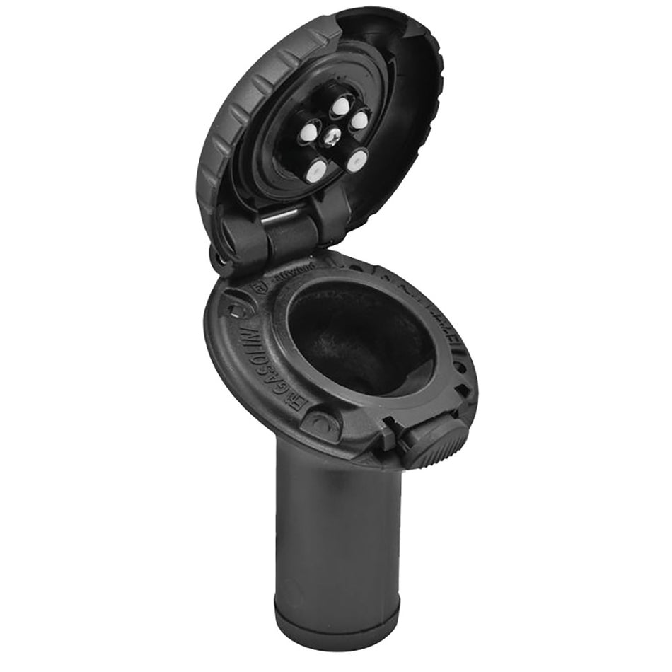 Attwood Deck Fill f/Carbon Canister System - Angled Body &amp; Scalloped Black Plastic Cap