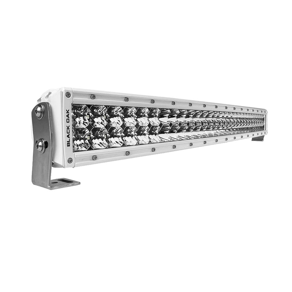 Black Oak LED 30" Marine Curved Double Row LED Light Bar - Pro Series 3.0 - Spot Optics - White Housing