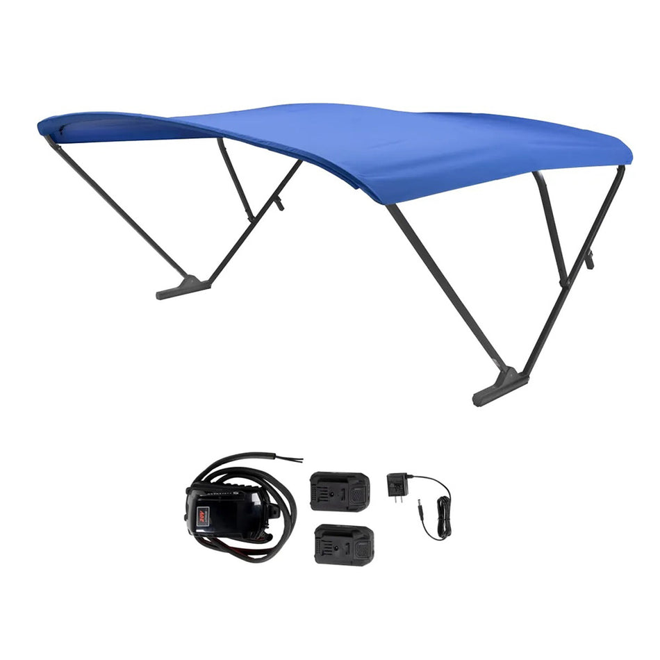 SureShade Battery Powered Bimini - Black Anodized Frame & Pacific Blue Fabric - 2021133097