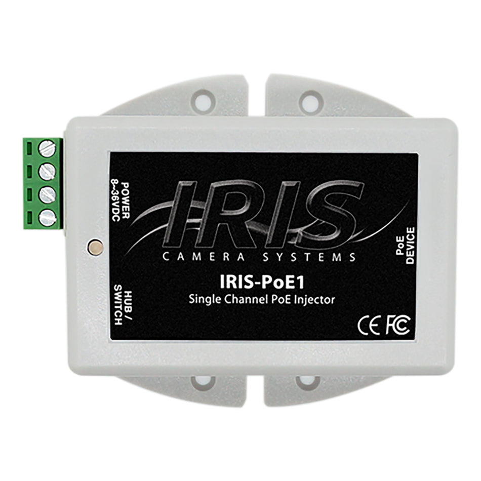 Iris Innovations POE1 Single Channel PoE Injector - 8-36VDC Input & 48VDC Output - POE1