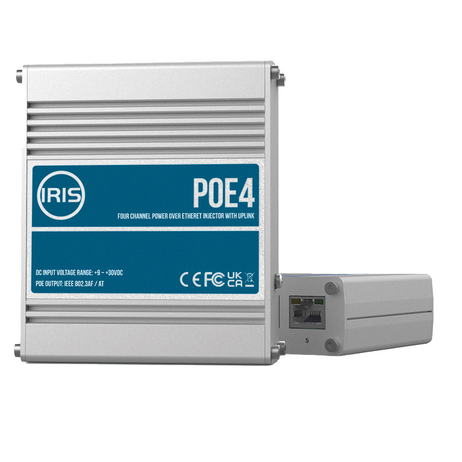 Iris Innovations POE4V2 Four Channel Uplink Power Over Ethernet Switch - IEEE802.3af & 3at Compliant - POE4V2