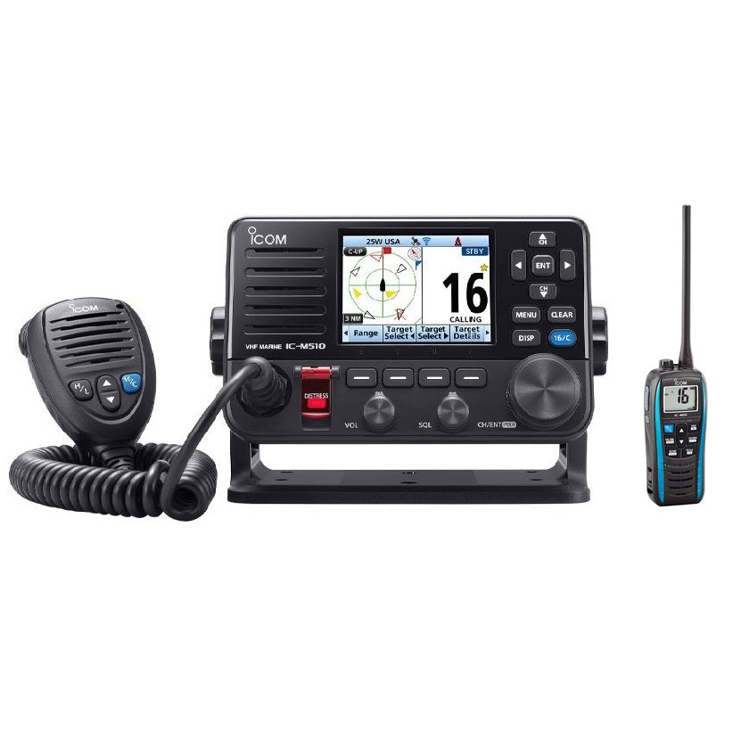 Icom M510 Plus EVO AIS VHF Marine Radio - M510 PLUS EVO 51 USA M25 Bundle