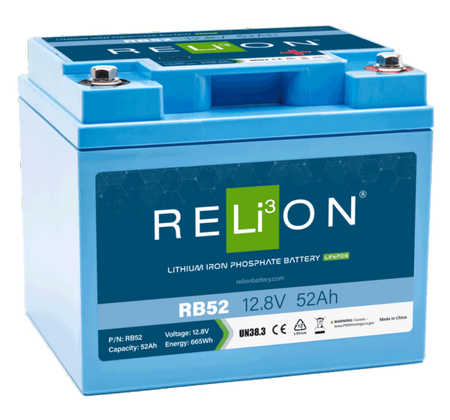 RELION RB52 12.8V 52AH 4SC LiFePO4 Battery