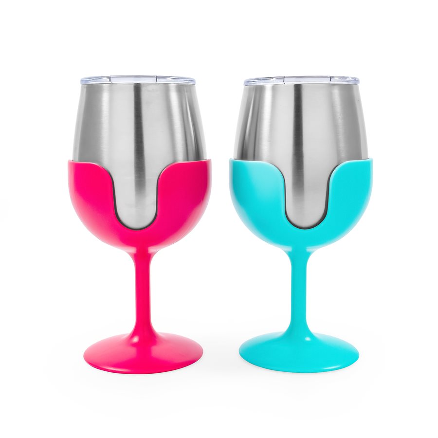 LIBATC  WINE TUMBLER SET (BLUE/PINK