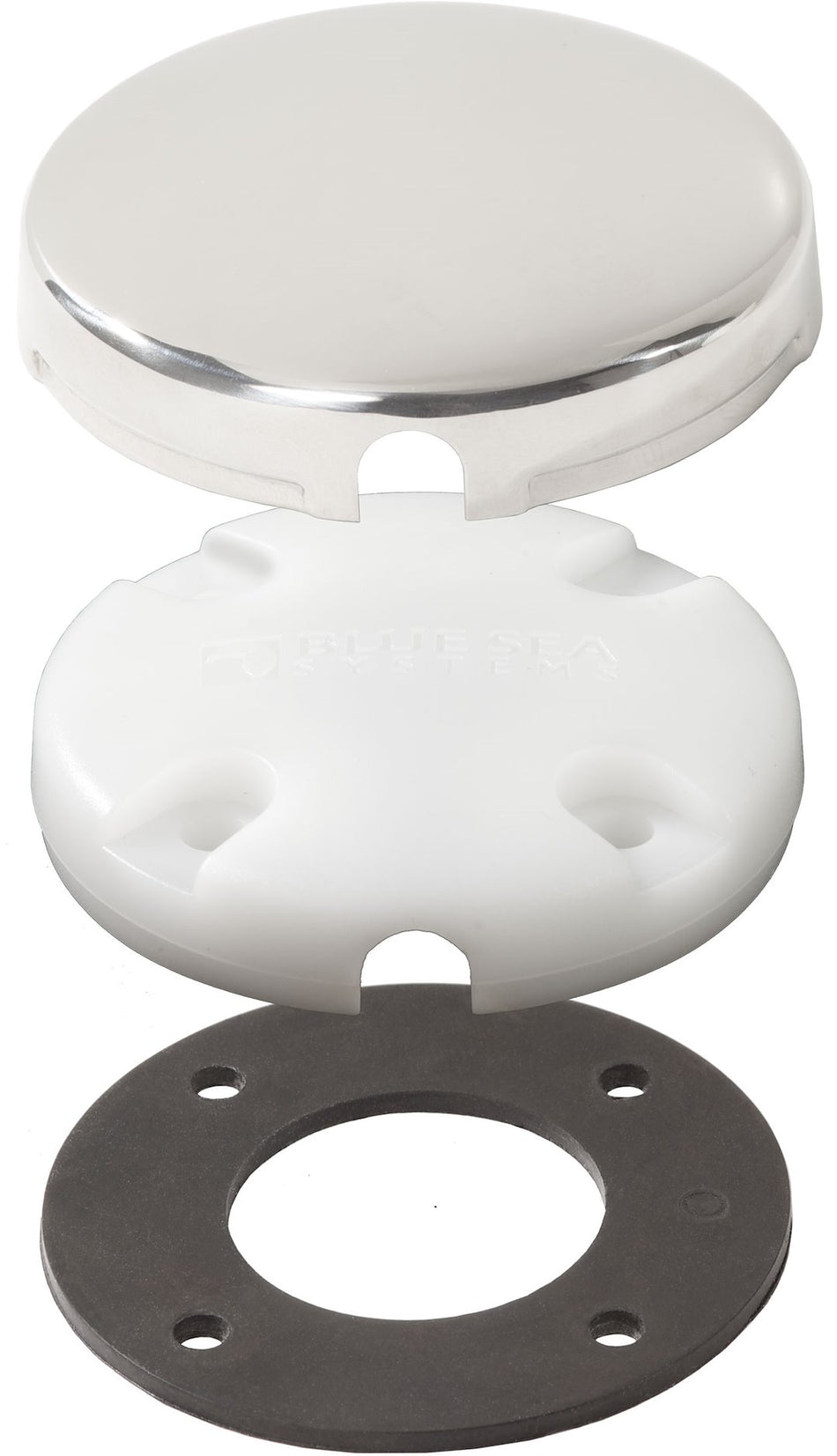 Blue Sea Side Entry Cableclam White Max Cable Dia 0.28in With Stainless Steel Cover - 1007100