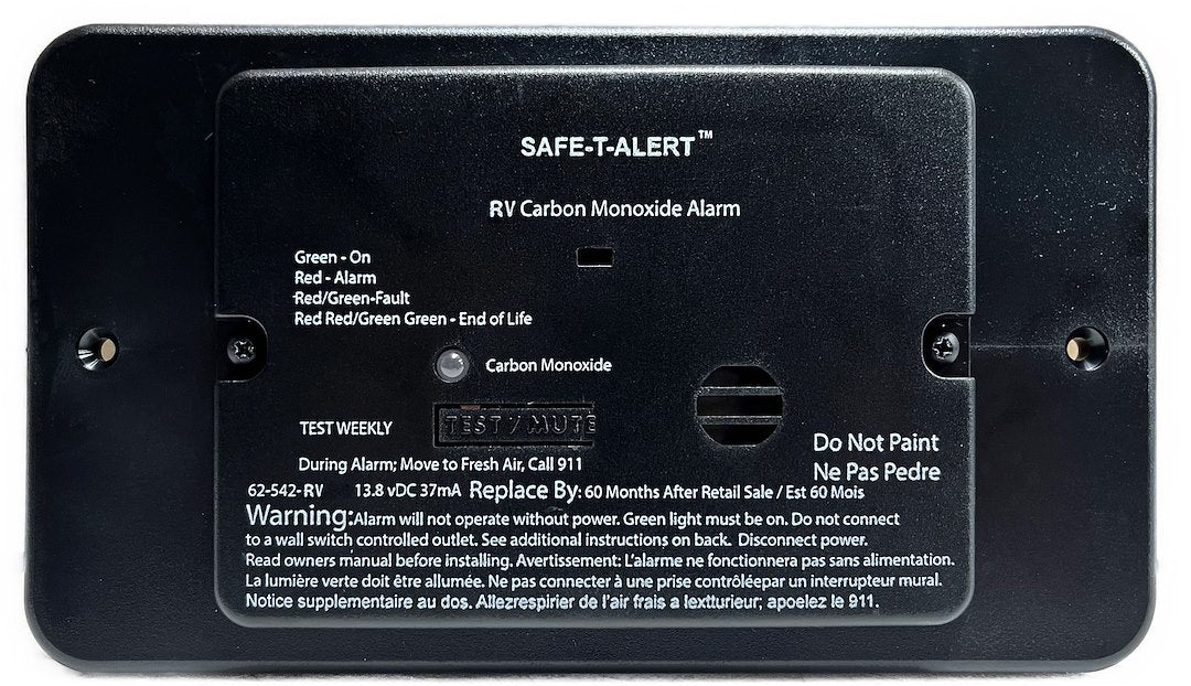 MTI Industry Carbon Monoxide Alarm - Part Number 62542BLTR - Black Flush Design