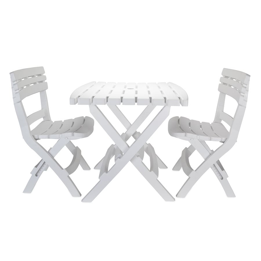 FOLDING TABLE AND CHAIRS SET  WHITE