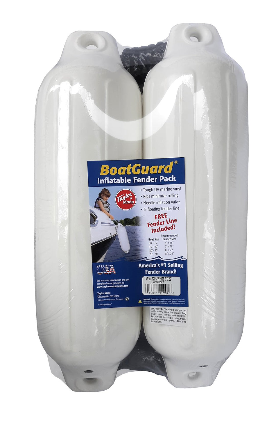 4' X 16' BG 2 PK. White W/blk. Rope - 310132P