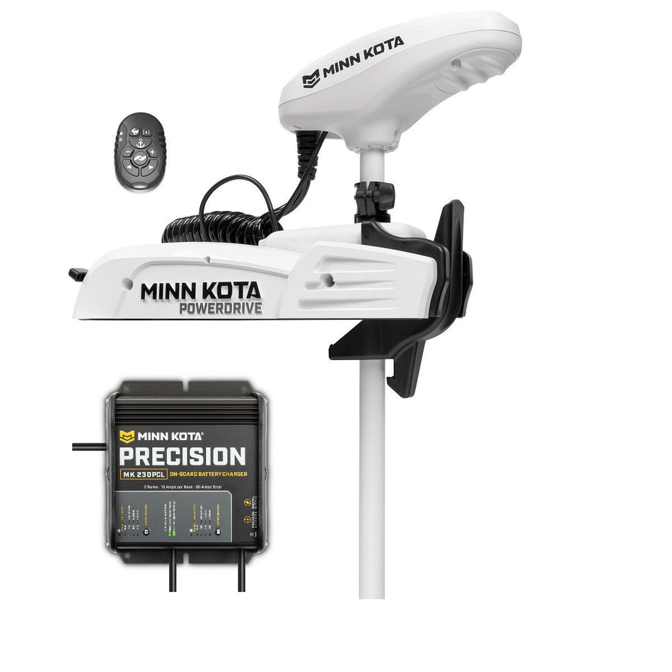 Minn Kota Riptide Powerdrive 55 with 54" Shaft and MK230PCL Charger - Ultimate Saltwater Trolling Motor - 1363575 MK230PCL Bundle