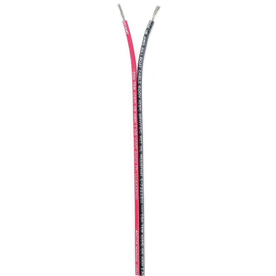 Ancor Ribbon Bonded Cable - 16/2 AWG - Red/Black - Flat - 500' - 153150