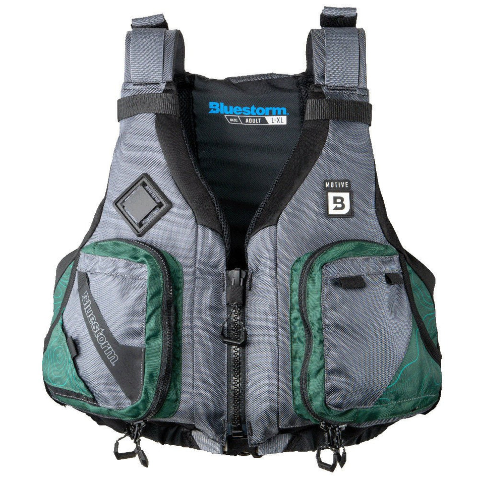 Bluestorm Motive Kayak Fishing Vest - Hunter Green - S/M