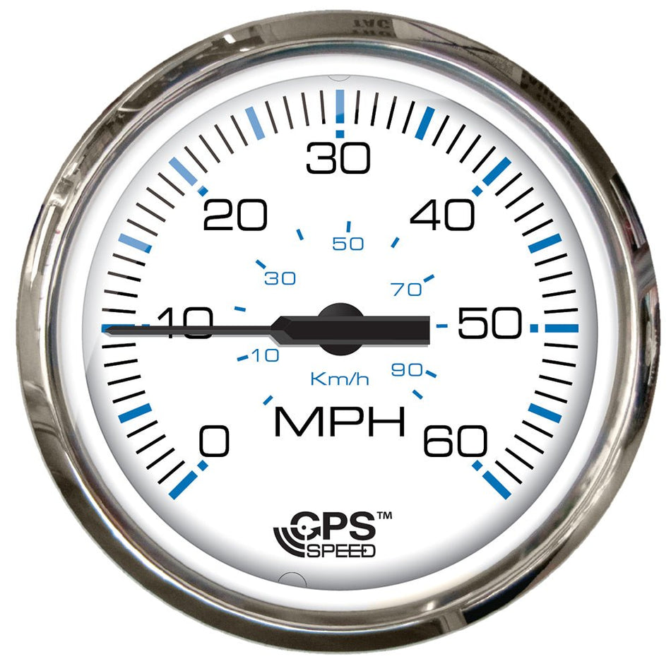 Faria Chesapeake White SS 4" Studded Speedometer - 60MPH (GPS) - 33839