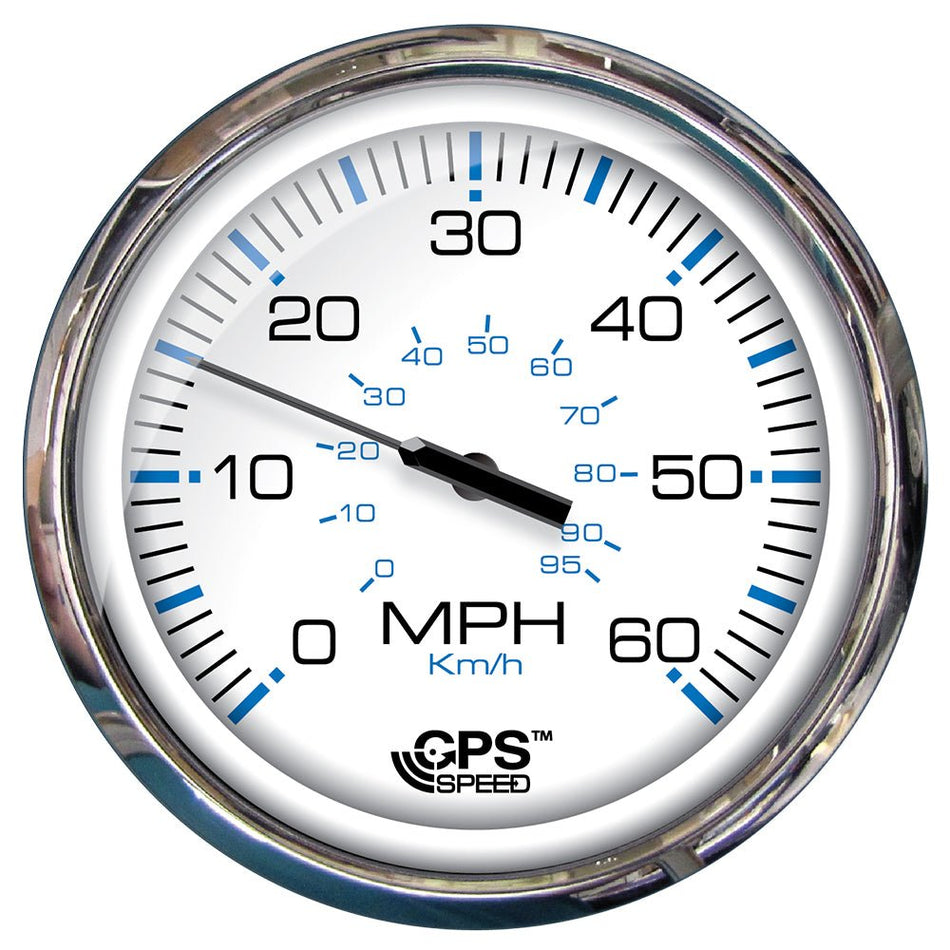 Faria Chesapeake White SS 5" Speedometer - 60 MPH (GPS)(Studded) - 33861