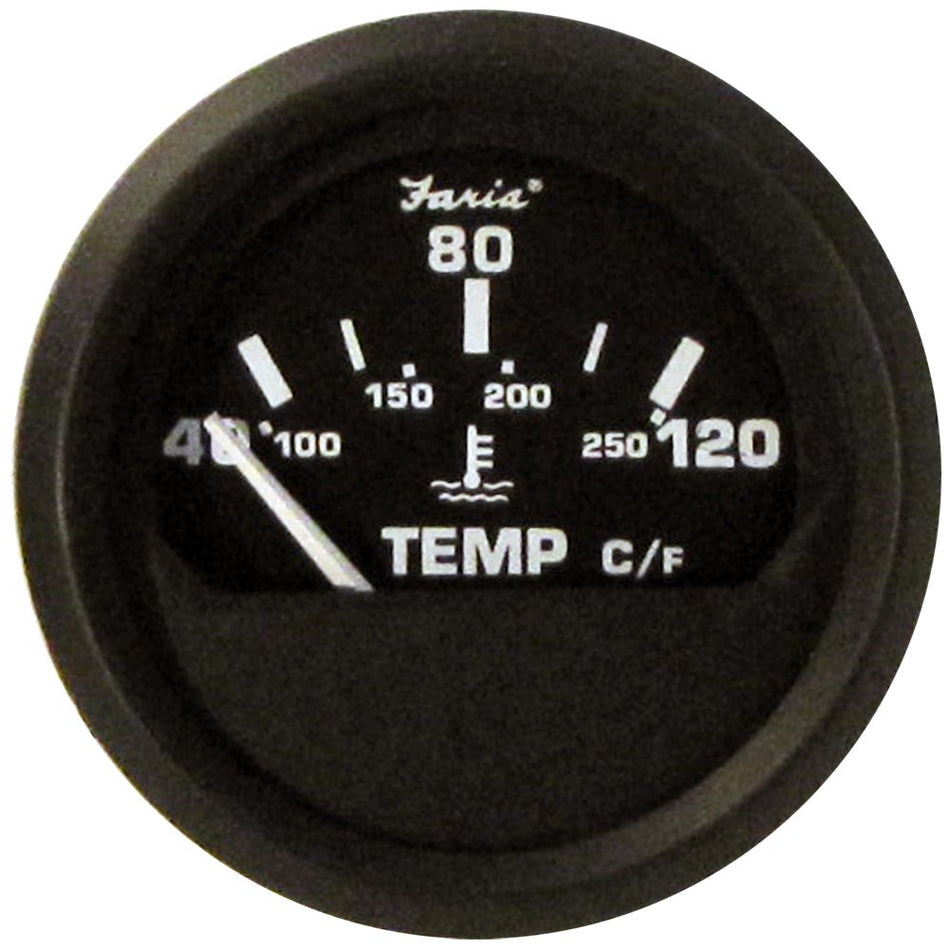 Faria Euro Black 2" Water Temperature Gauge - Metric (40 to 120° C) - 12814