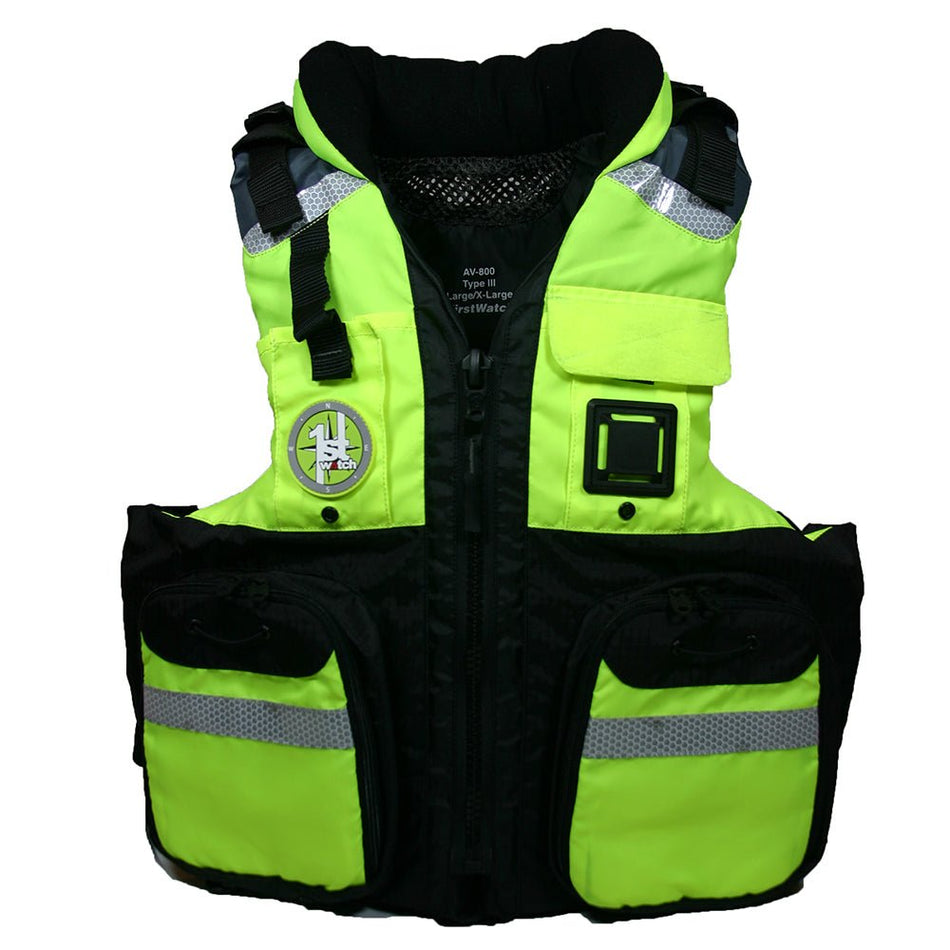 First Watch AV-800 Four Pocket Flotation Vest - Hi-Vis Yellow - Small to Medium - AV-800-HV-S/M