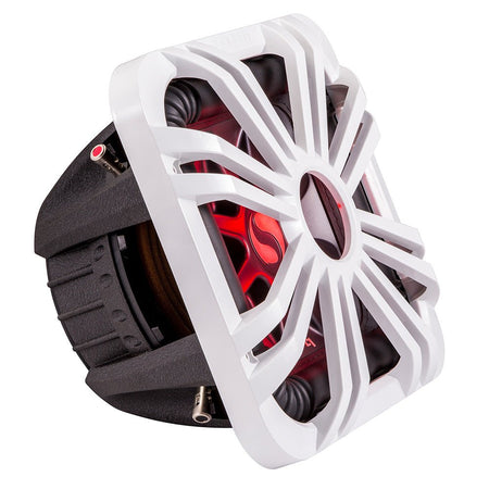 KICKER 12" Square Subwoofer Grille f/11S12L7 &amp; 44L7S12 - White, LED Lighting