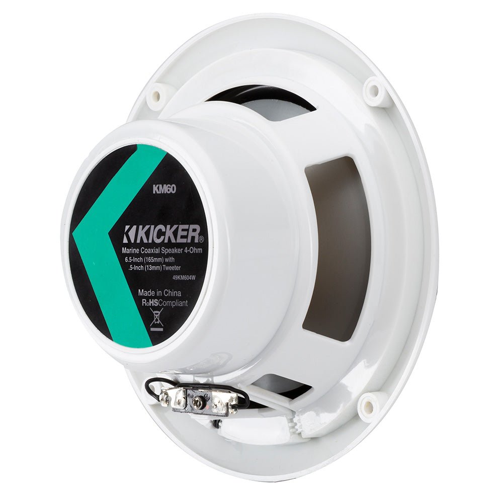 KICKER KM60 6.5" Marine Coaxial Speakers w/1/2" Tweeters - 4-Ohm, White