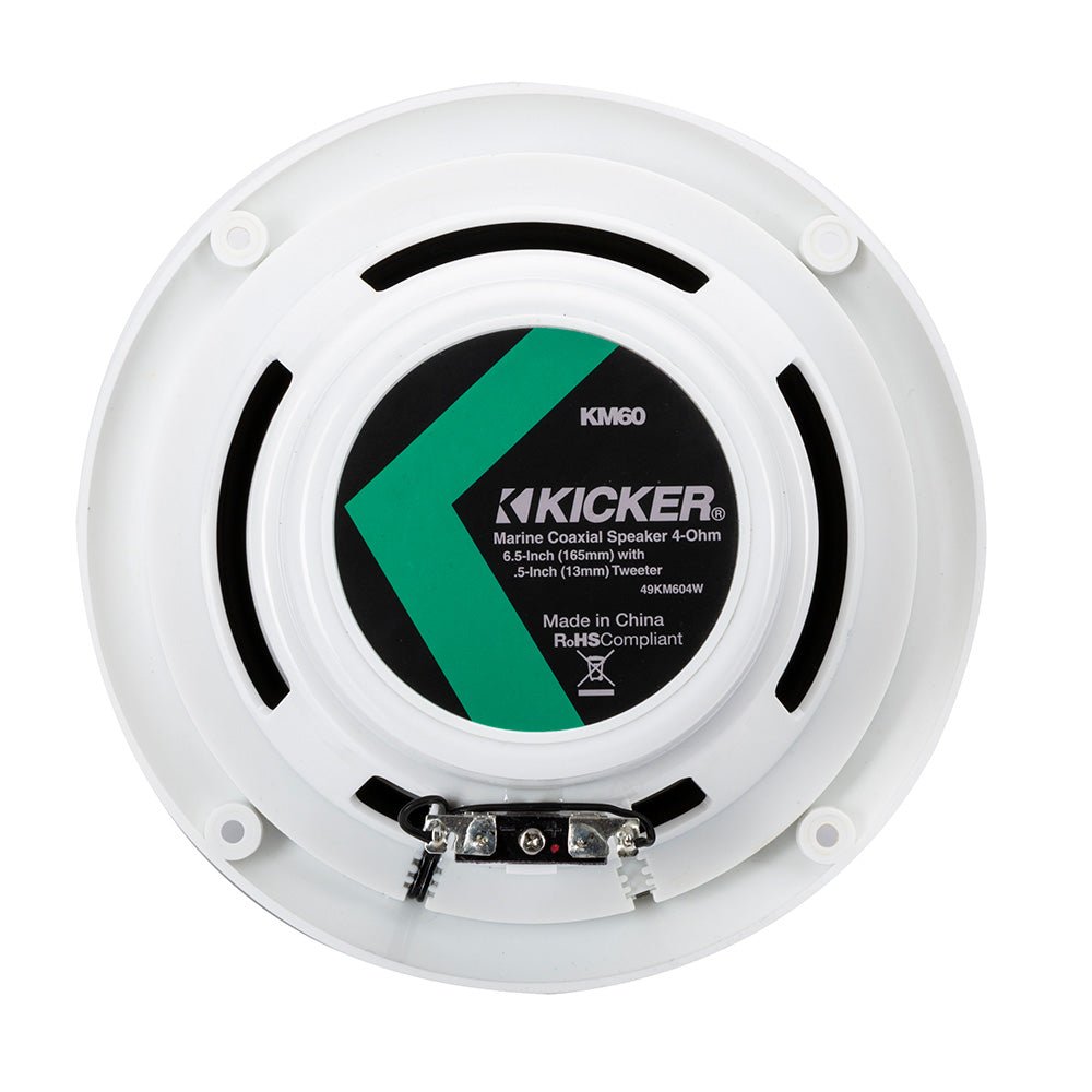 KICKER KM60 6.5" Marine Coaxial Speakers w/1/2" Tweeters - 4-Ohm, White