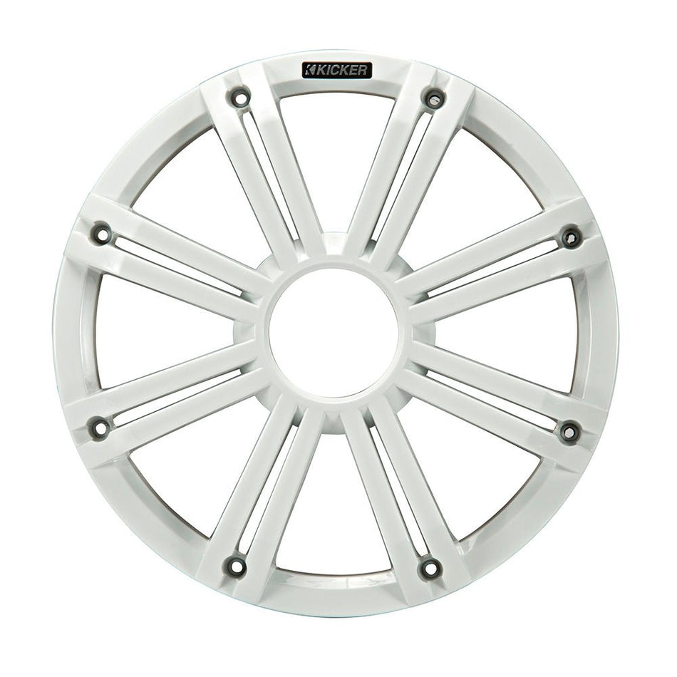 KICKER KMG10 10" Grille f/KM10 &amp; KMF10 Subwoofers - White, LED Lighting