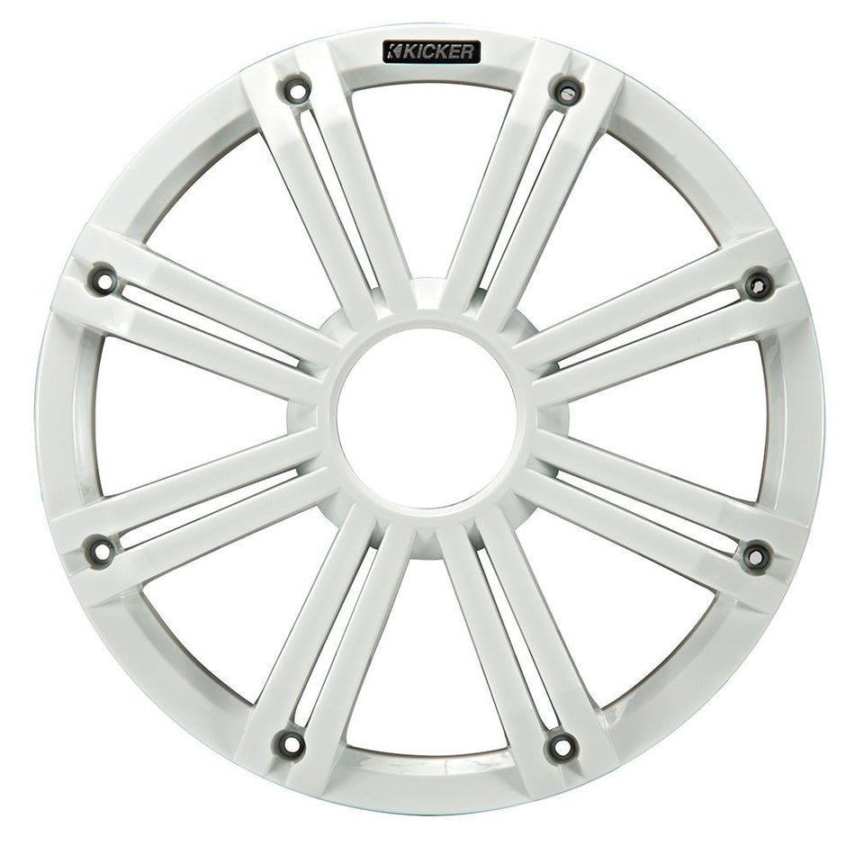 KICKER KMG12 12" Grille f/KM12 &amp; KMF12 Subwoofers - White, LED Lighting