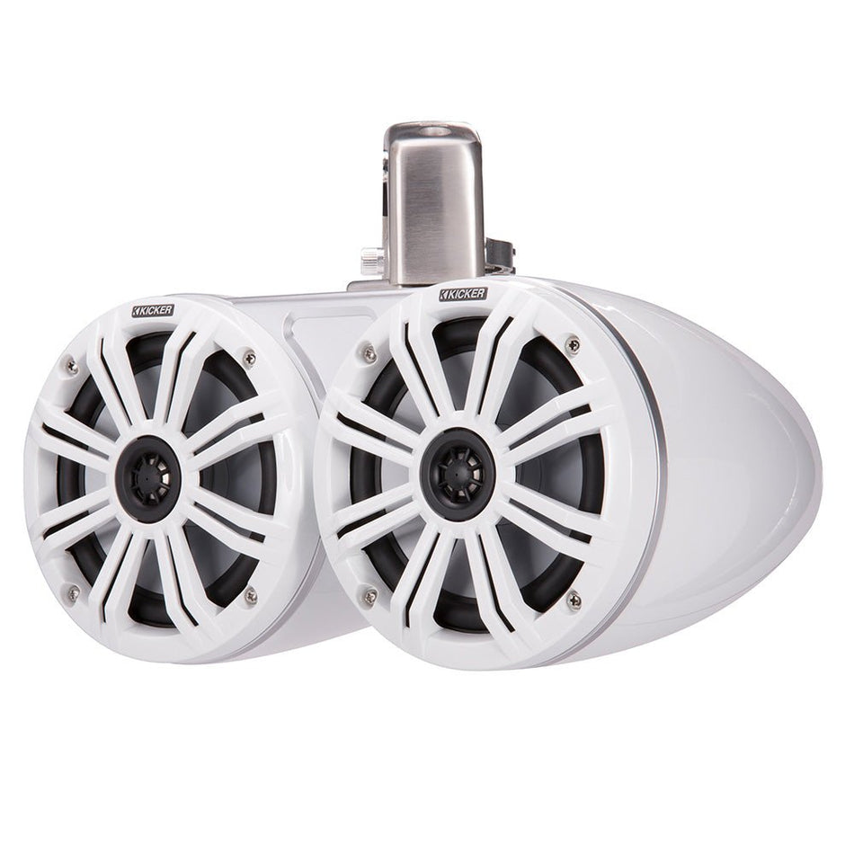 KICKER KMTC65 6.5" LED Coaxial Dual Tower System - White w/White Grille