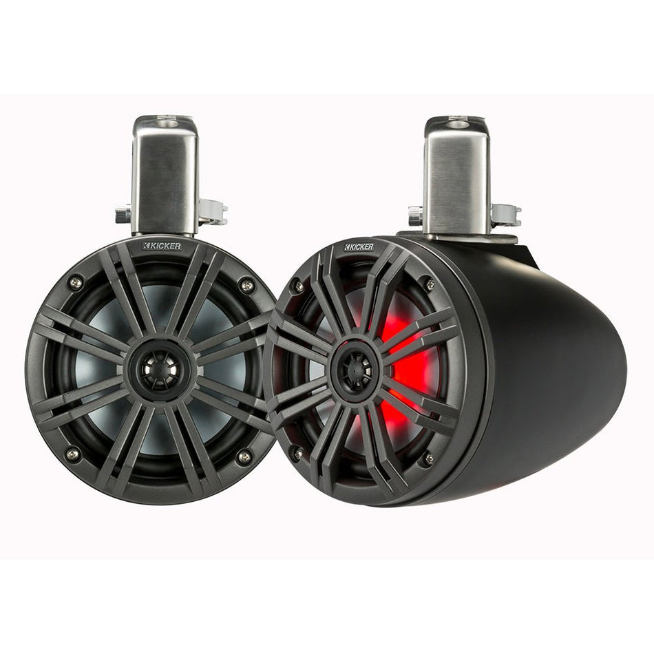 KICKER KMTC65 6.5" LED Coaxial Tower System - Black w/Charcoal Grille