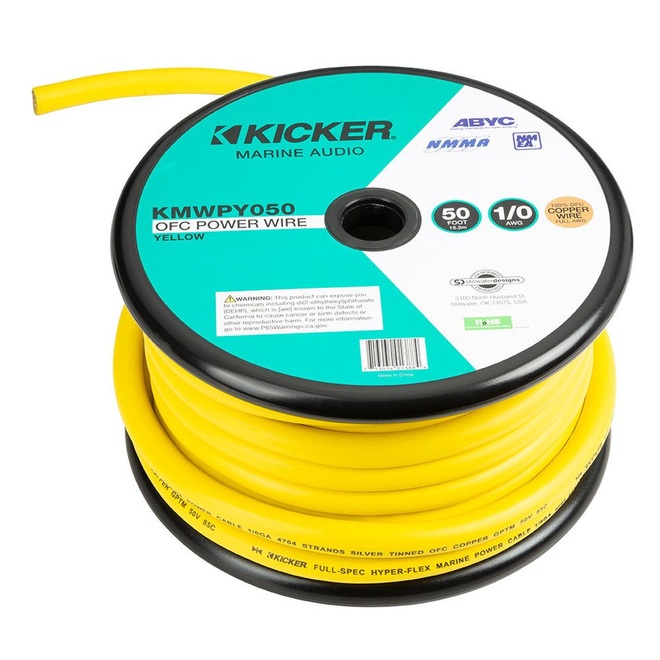 KICKER KMWPY050 50' 1/0AWG Power Wire - Yellow