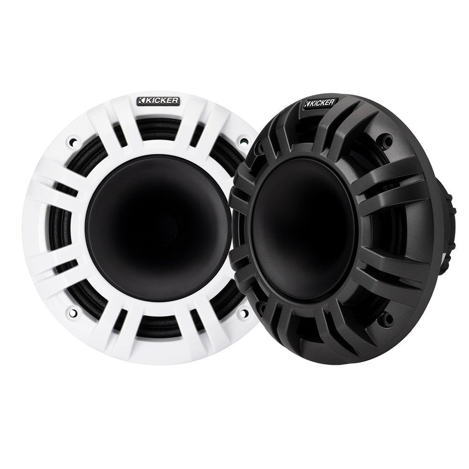 KICKER KMXL65 6.5" Horn Loaded Compression Speakers - 4-Ohm, Charcoal &amp; White