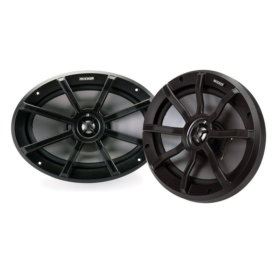 KICKER PS69 6x9" Powersports Weather-Proof Coaxial Speakers - 2-Ohm, Black