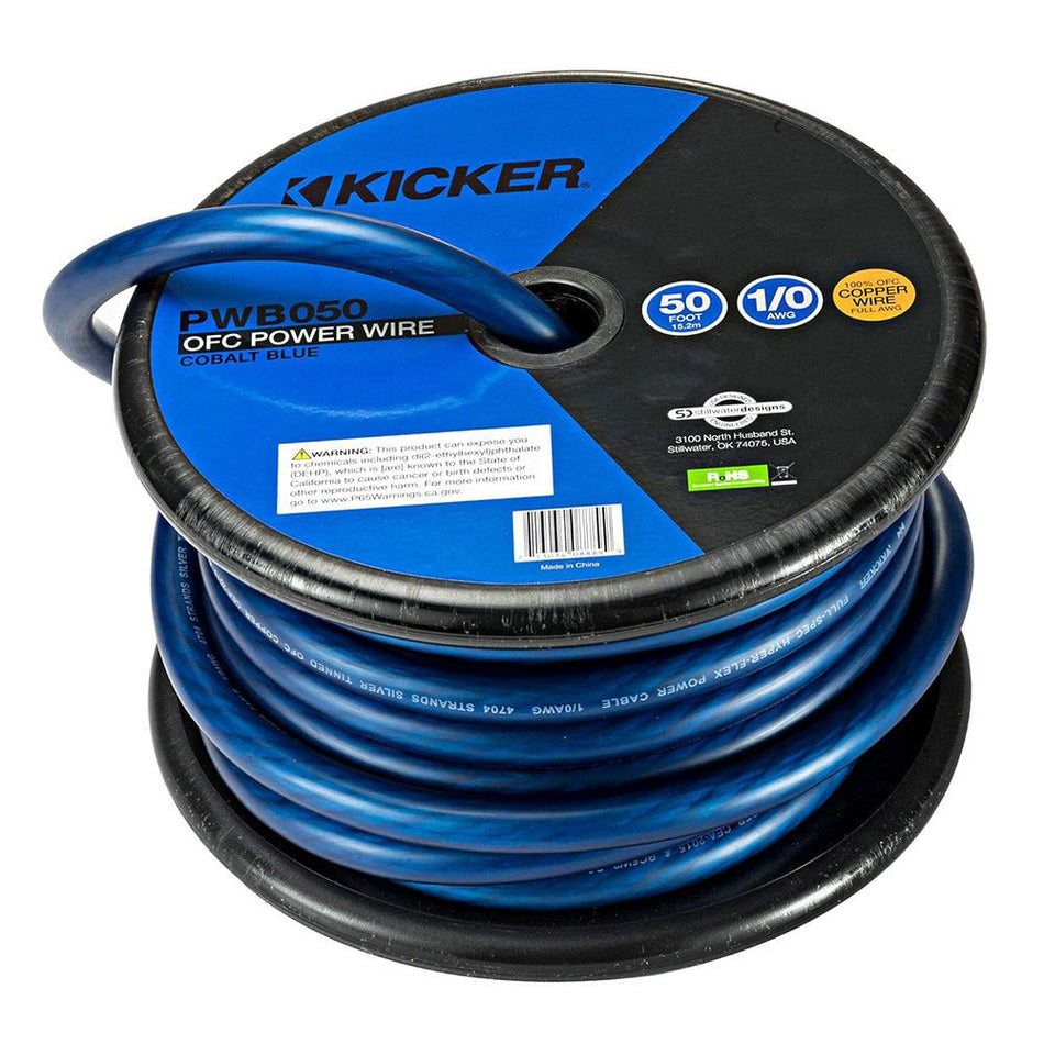 KICKER PWB050 50' 1/0AWG Power Wire - Blue