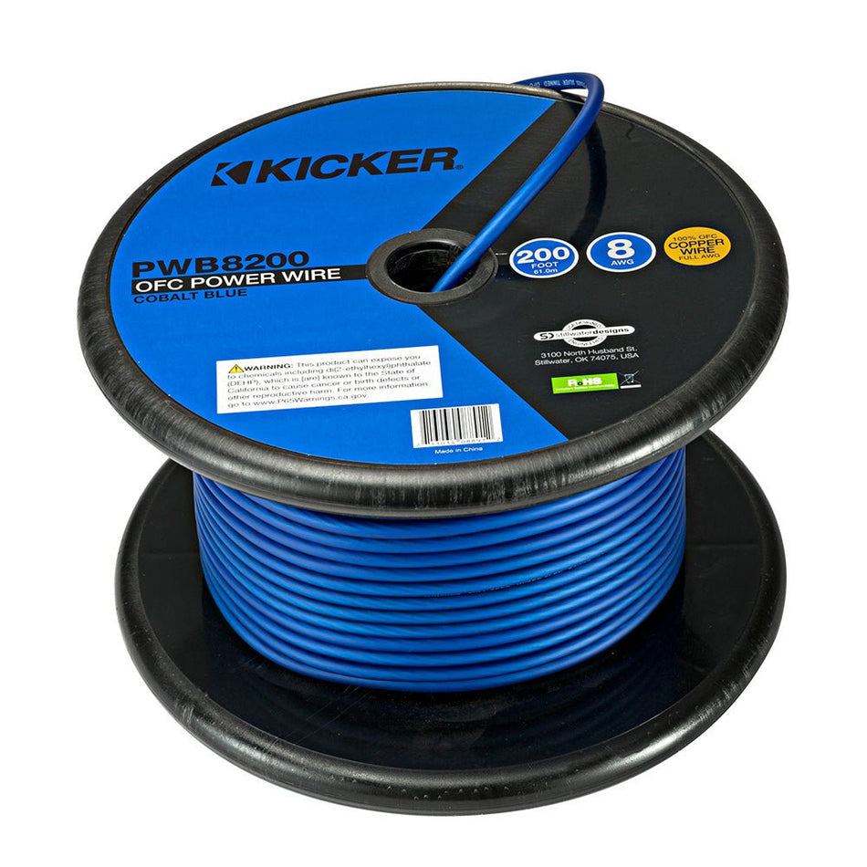 KICKER PWB8200 200' 8AWG Power Wire - Blue