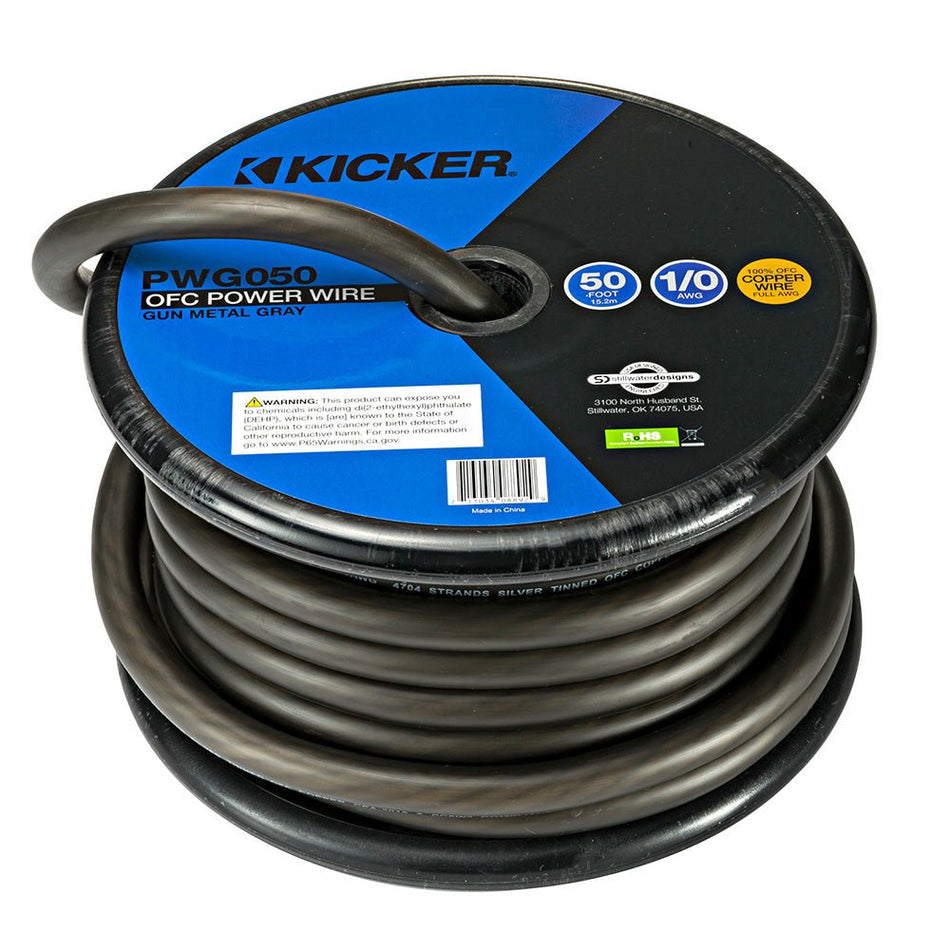 KICKER PWG050 50' 1/0AWG Power Wire - Grey