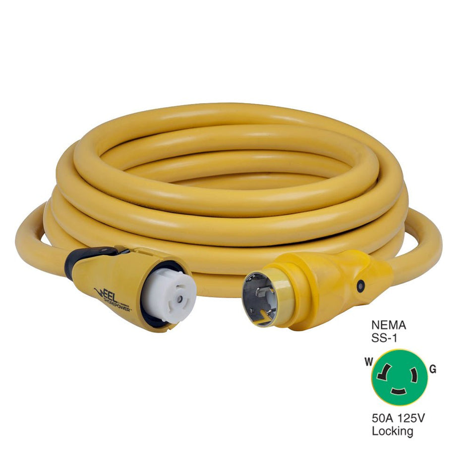 Marinco CS503-25 EEL 50A 125V Shore Power Cordset - 25' - Yellow