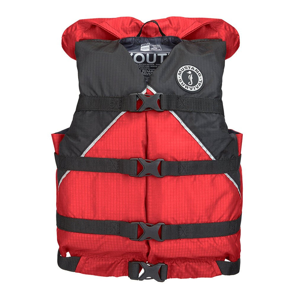 Mustang Canyon V Foam Vest - Universal Youth - Red/Black