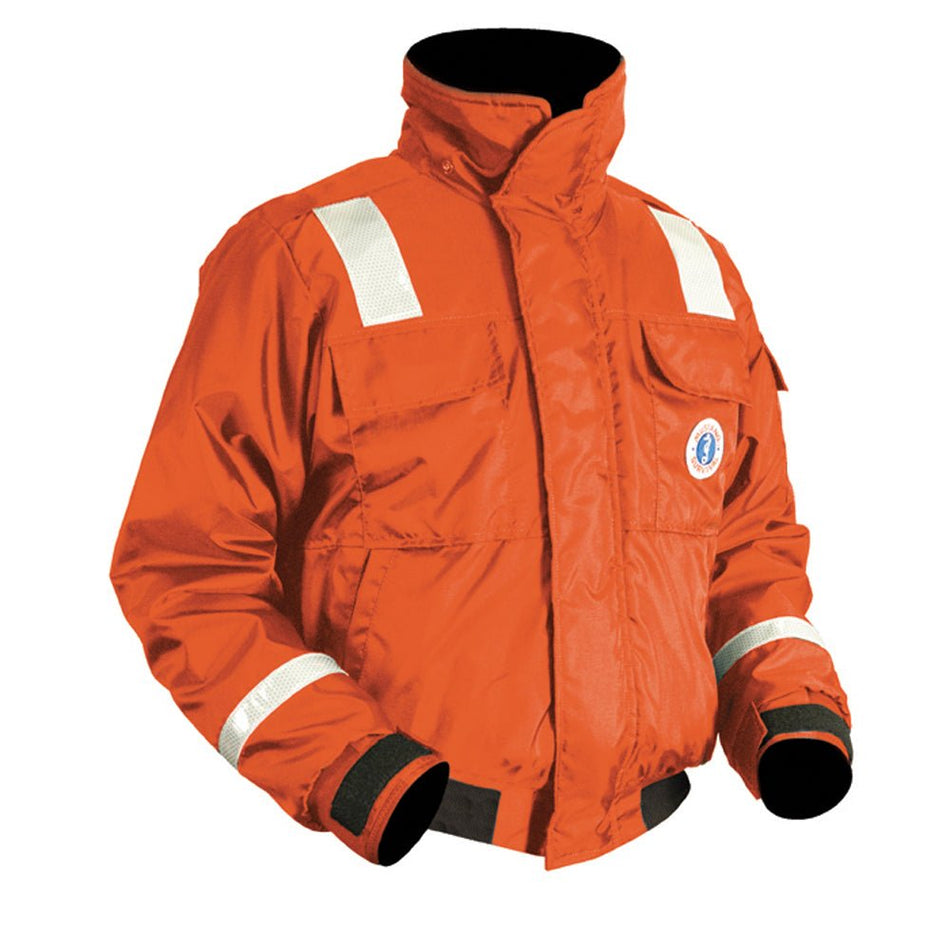 Mustang Classic Flotation Bomber Jacket w/Reflective Tape - Orange - Medium