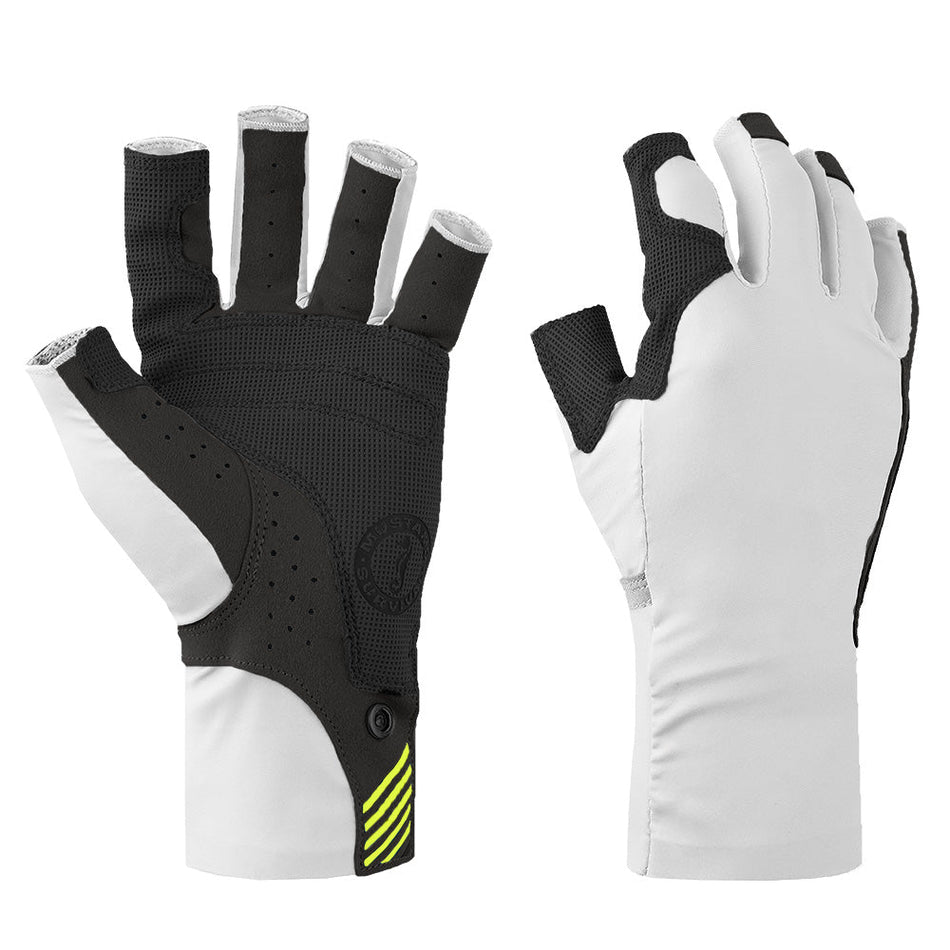 Mustang Traction UV Open Finger Gloves - White & Black - Large - MA6007-267-L-267