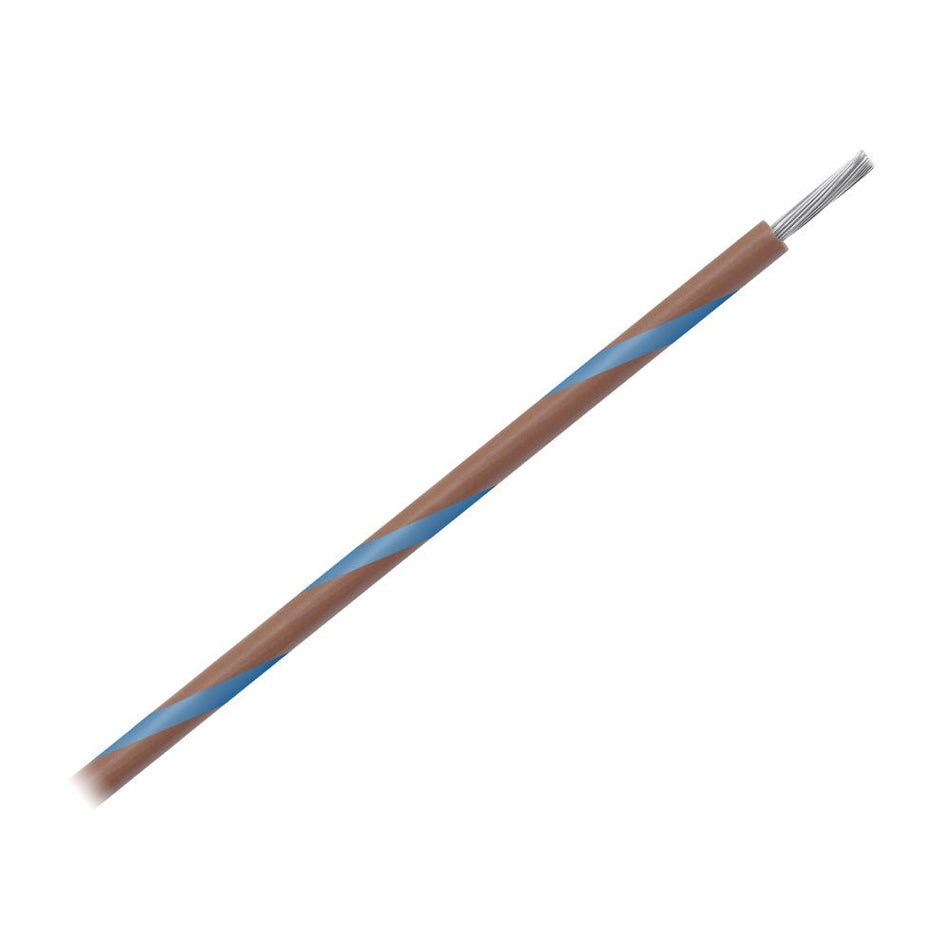 Pacer 16 AWG Gauge Striped Marine Wire 500' Spool - Brown w/Blue Stripe - WUL16BR-6-500