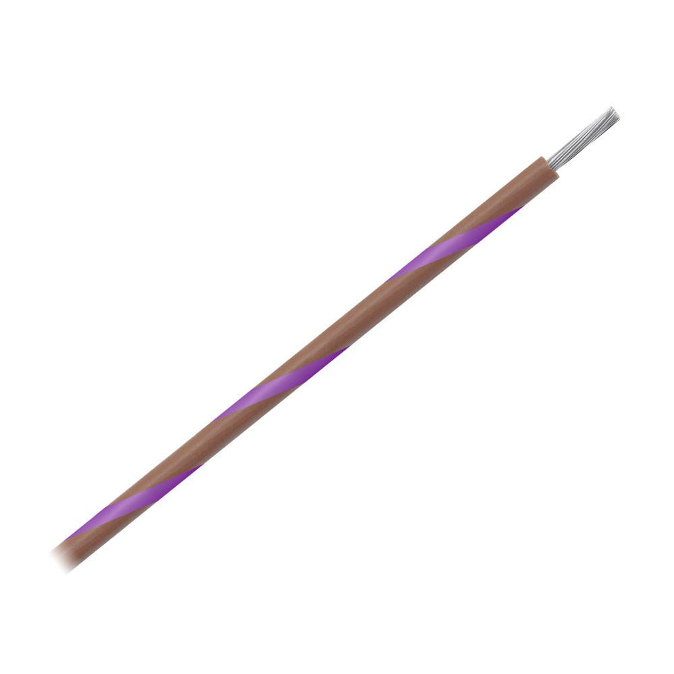 Pacer 16 AWG Gauge Striped Marine Wire 500' Spool - Brown w/Violet Stripe - WUL16BR-7-500