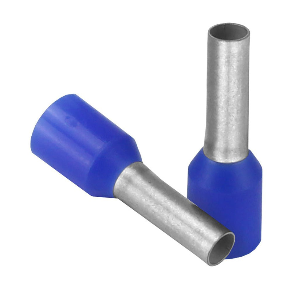Pacer Blue 14 AWG Wire Ferrule - 8mm Length - 25 Pack - TFRL14-8MM-25