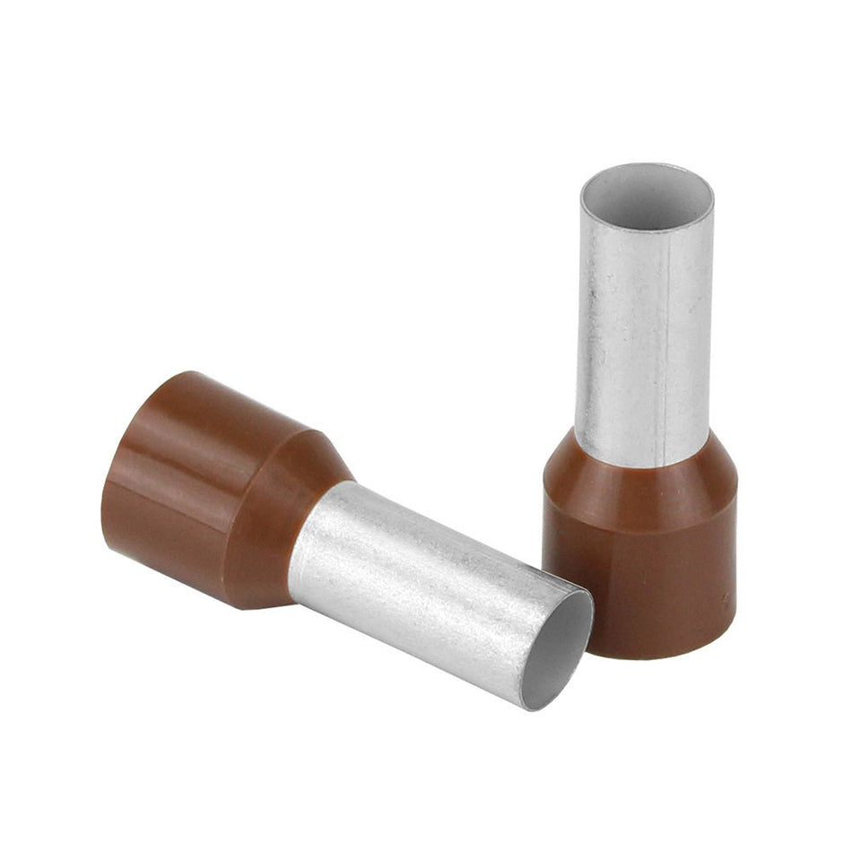 Pacer Brown 4 AWG Wire Ferrule - 16mm Length - 10 Pack - TFRL4-16MM-10