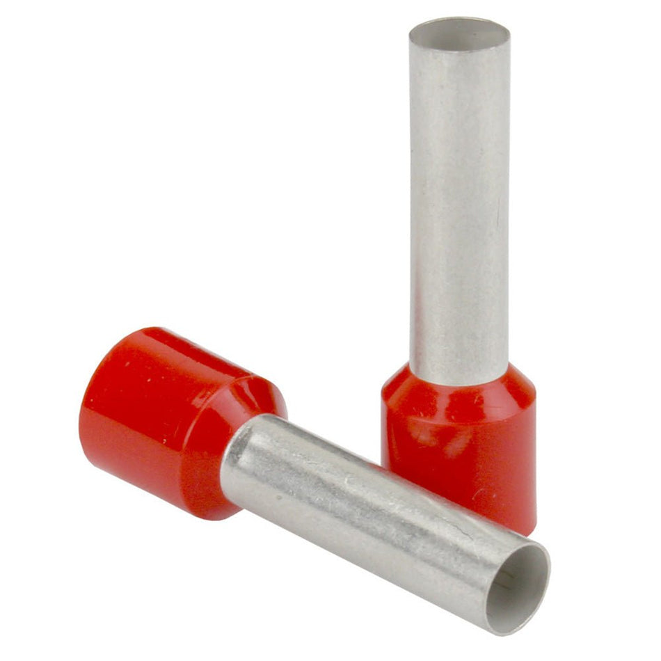 Pacer Red 16 AWG Wire Ferrule - 8mm Length - 25 Pack - TFRL16-8MM-25