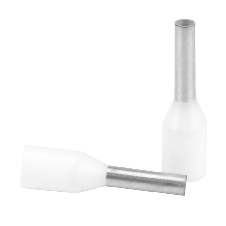 Pacer White 18-20 AWG Wire Ferrule - 6mm Length - 25 Pack - TFRL20-6MM-25