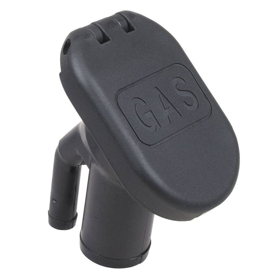 Perko Combination Vented Gas Fill/Tank f/1-1/2" Hose - 35° Angled Neck - 1318DPGBLK