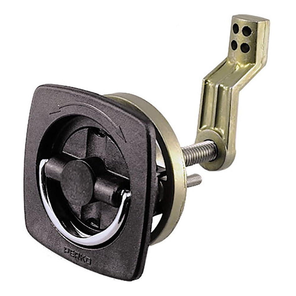 Perko Flush Latch - Non-Locking - 2.5" x 2.5" w/Offset Cam Bar & Flexible Polymer Strike - 0932DP1BLK
